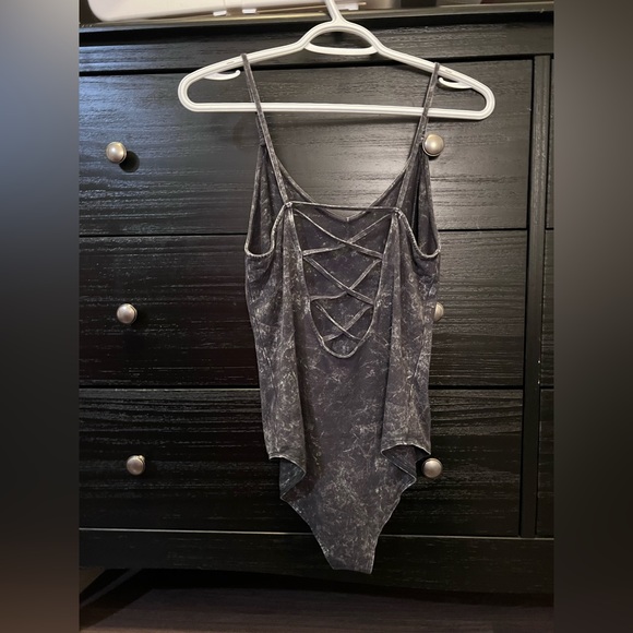 Acid Wash Spaghetti Strap Bodysuit - Picture 5 of 6